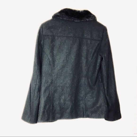 GIACCA Black Wool Coat with Faux Fur Trim - Picture 8 of 15